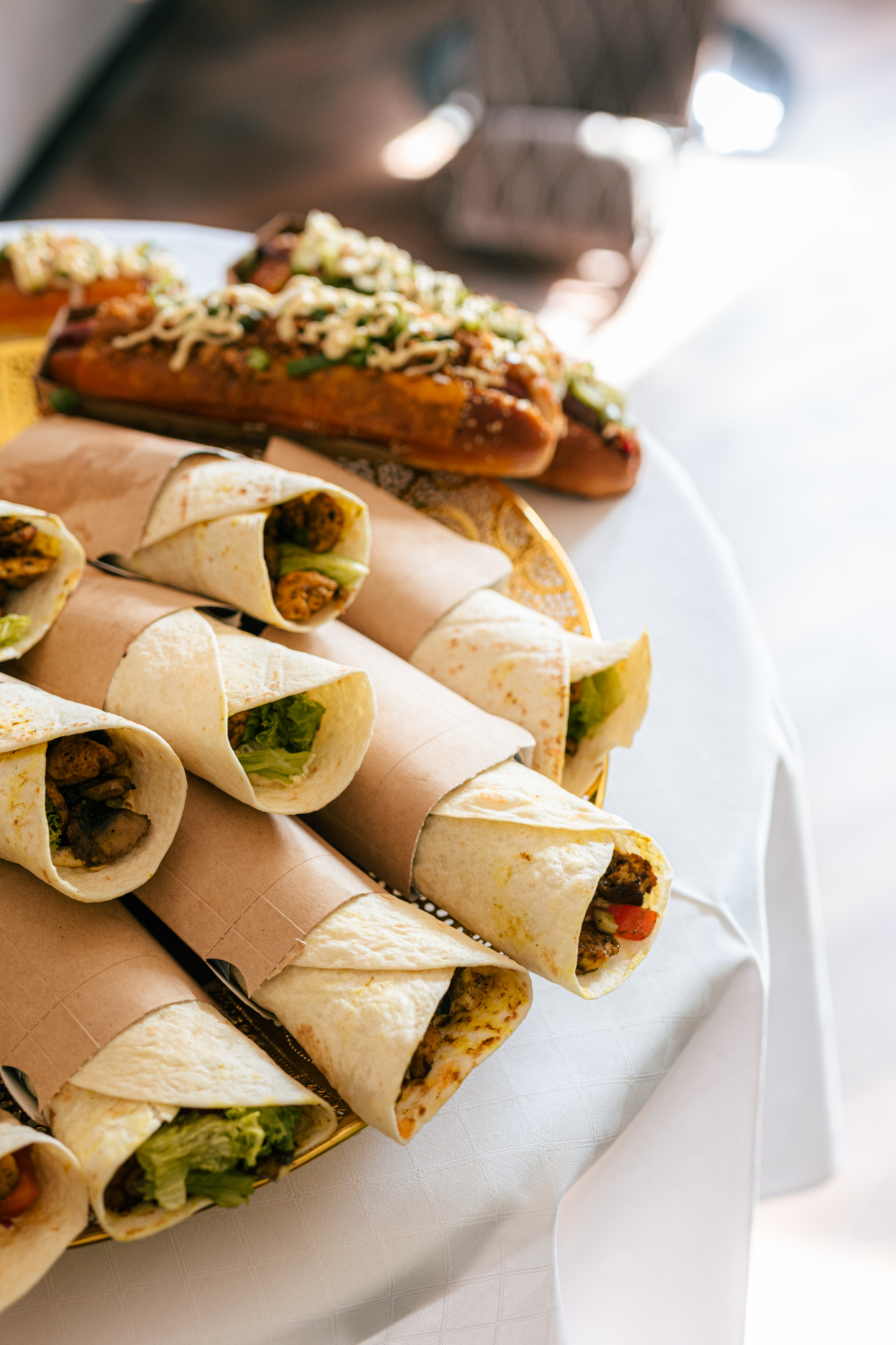 Wrap and hot dog catering spread